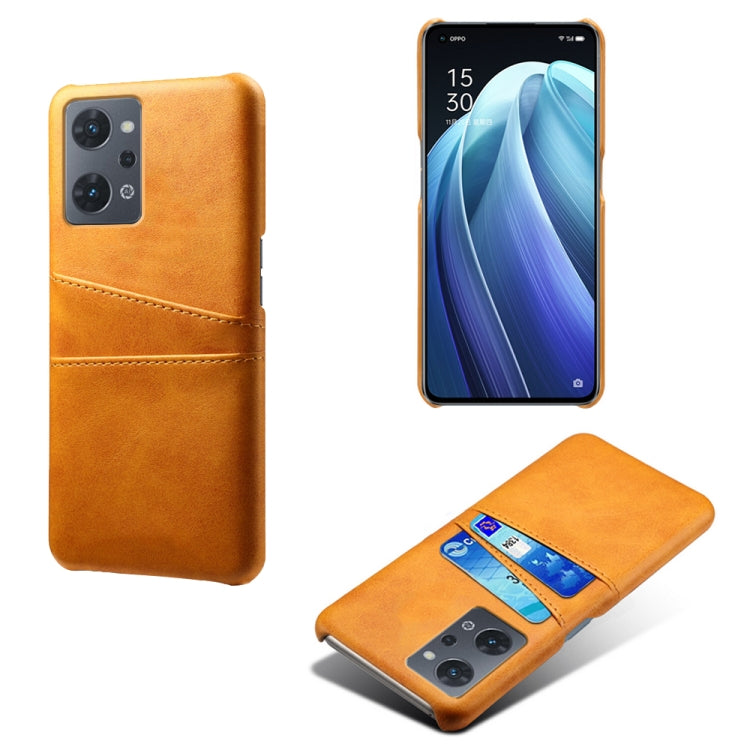 For OPPO Reno7 A Dual Card Slots Calf Texture PC Leather Phone Case