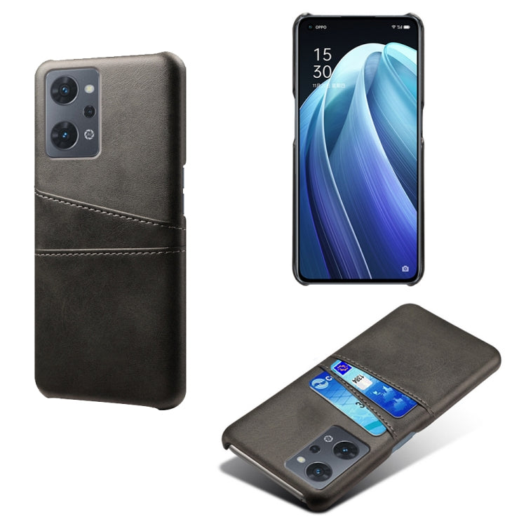 For OPPO Reno7 A Dual Card Slots Calf Texture PC Leather Phone Case