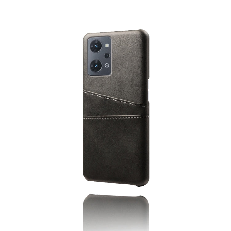 For OPPO Reno7 A Dual Card Slots Calf Texture PC Leather Phone Case