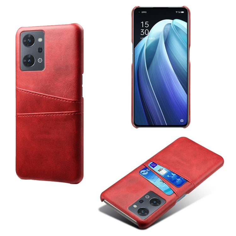 For OPPO Reno7 A Dual Card Slots Calf Texture PC Leather Phone Case