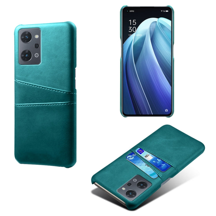 For OPPO Reno7 A Dual Card Slots Calf Texture PC Leather Phone Case