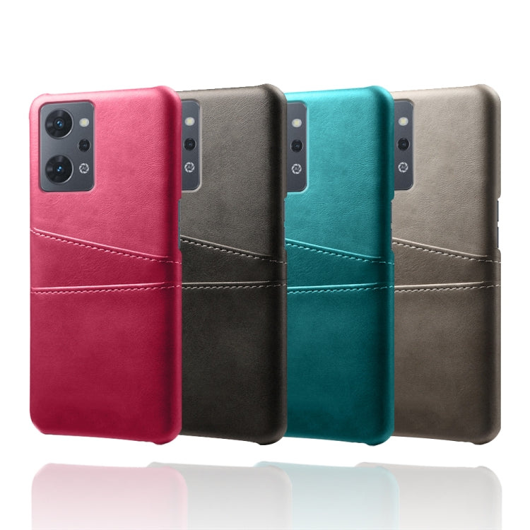 For OPPO Reno7 A Dual Card Slots Calf Texture PC Leather Phone Case