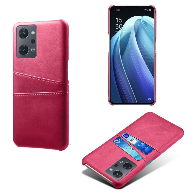 For OPPO Reno7 A Dual Card Slots Calf Texture PC Leather Phone Case