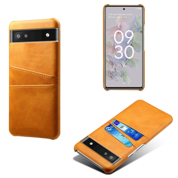For Google Pixel 6a Dual Card Slots Calf Texture PC Leather Phone Case
