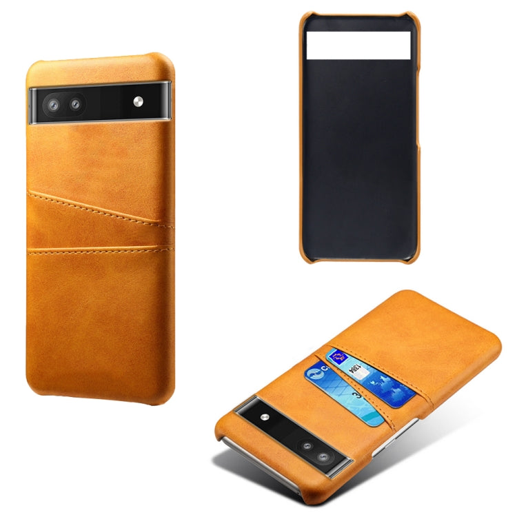 For Google Pixel 6a Dual Card Slots Calf Texture PC Leather Phone Case