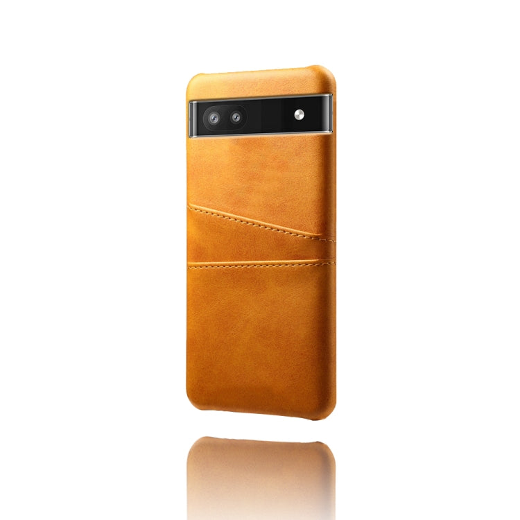 For Google Pixel 6a Dual Card Slots Calf Texture PC Leather Phone Case