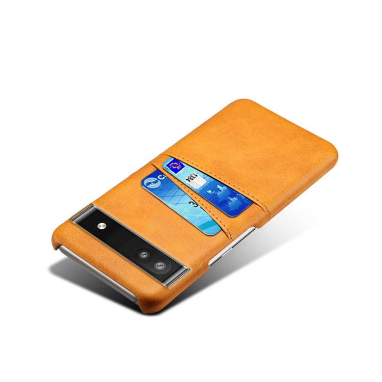 For Google Pixel 6a Dual Card Slots Calf Texture PC Leather Phone Case