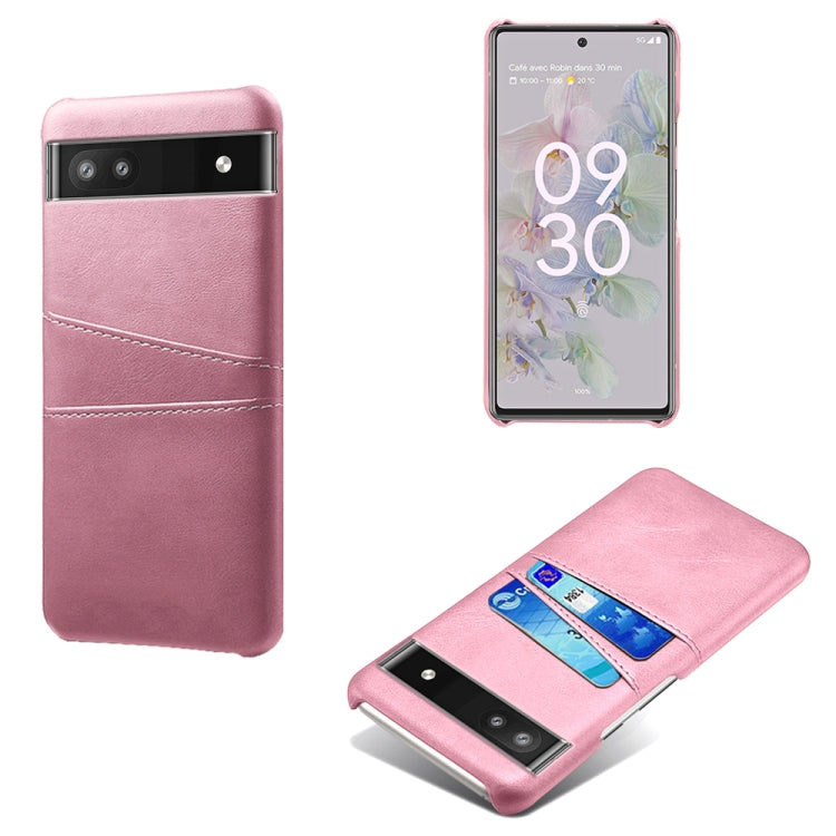For Google Pixel 6a Dual Card Slots Calf Texture PC Leather Phone Case