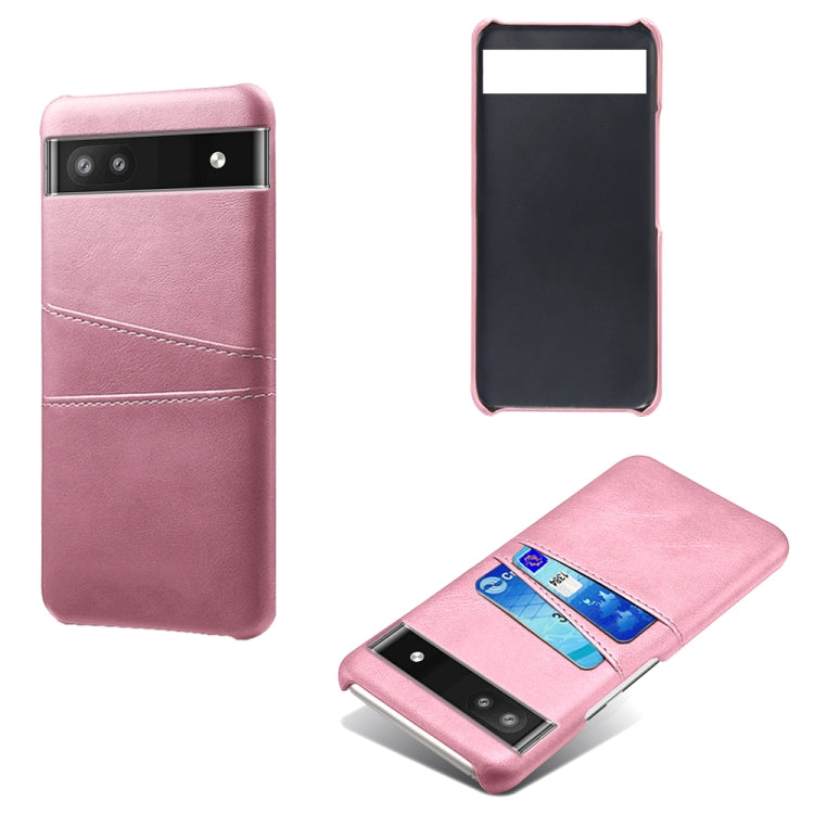 For Google Pixel 6a Dual Card Slots Calf Texture PC Leather Phone Case