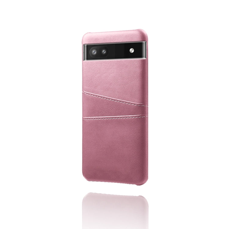 For Google Pixel 6a Dual Card Slots Calf Texture PC Leather Phone Case