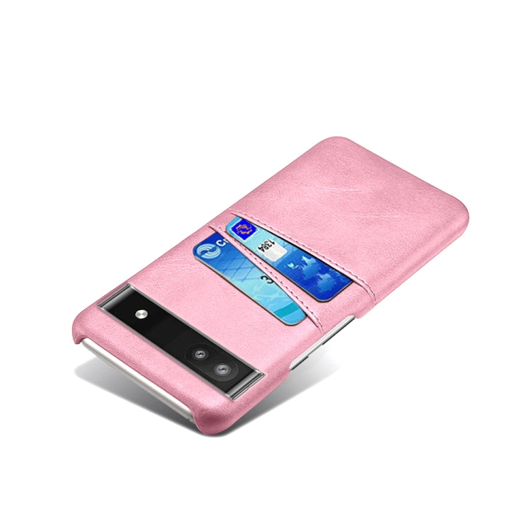 For Google Pixel 6a Dual Card Slots Calf Texture PC Leather Phone Case