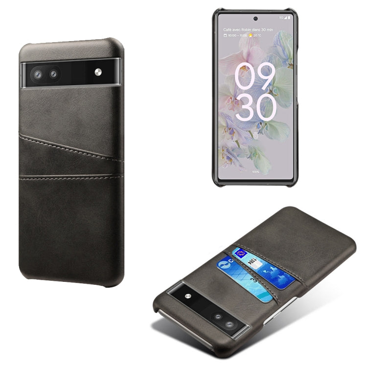 For Google Pixel 6a Dual Card Slots Calf Texture PC Leather Phone Case