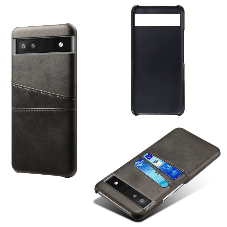 For Google Pixel 6a Dual Card Slots Calf Texture PC Leather Phone Case