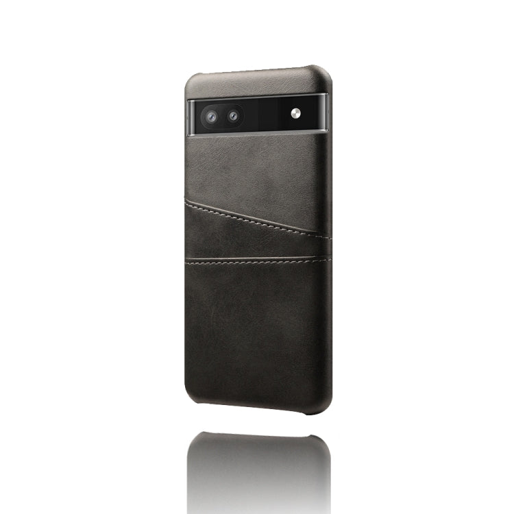 For Google Pixel 6a Dual Card Slots Calf Texture PC Leather Phone Case