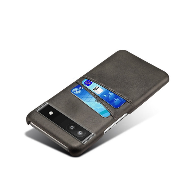For Google Pixel 6a Dual Card Slots Calf Texture PC Leather Phone Case
