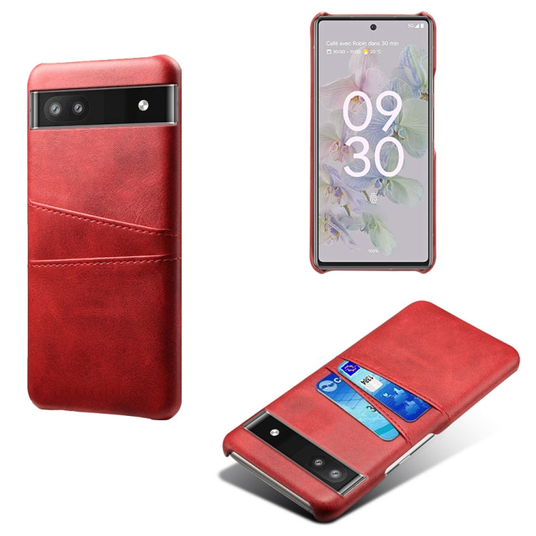 For Google Pixel 6a Dual Card Slots Calf Texture PC Leather Phone Case