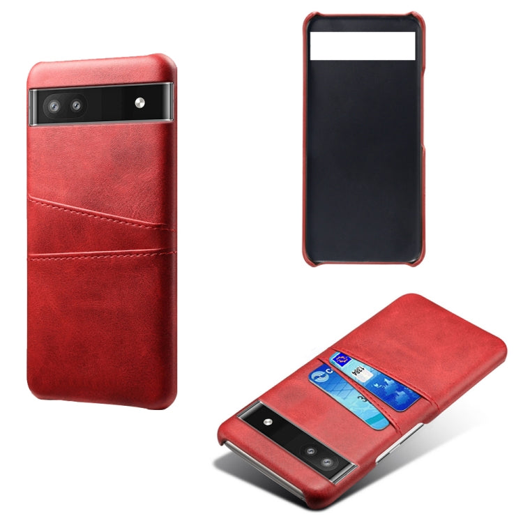 For Google Pixel 6a Dual Card Slots Calf Texture PC Leather Phone Case