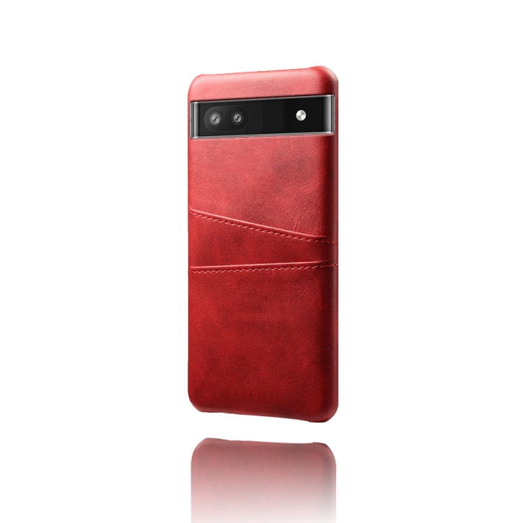 For Google Pixel 6a Dual Card Slots Calf Texture PC Leather Phone Case