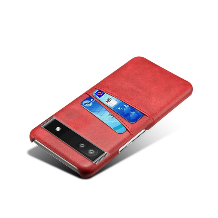 For Google Pixel 6a Dual Card Slots Calf Texture PC Leather Phone Case