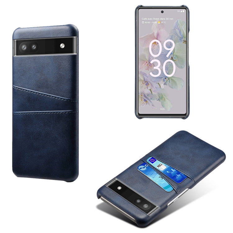 For Google Pixel 6a Dual Card Slots Calf Texture PC Leather Phone Case