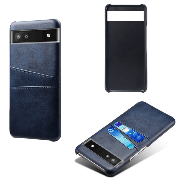 For Google Pixel 6a Dual Card Slots Calf Texture PC Leather Phone Case