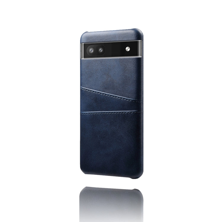 For Google Pixel 6a Dual Card Slots Calf Texture PC Leather Phone Case