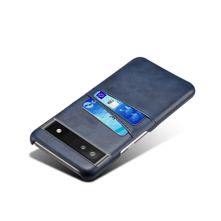 For Google Pixel 6a Dual Card Slots Calf Texture PC Leather Phone Case