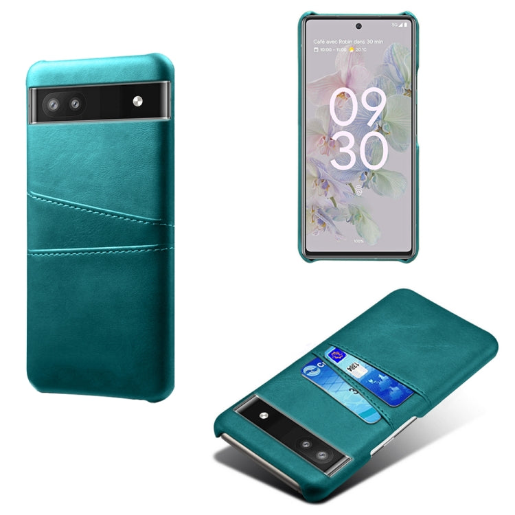 For Google Pixel 6a Dual Card Slots Calf Texture PC Leather Phone Case