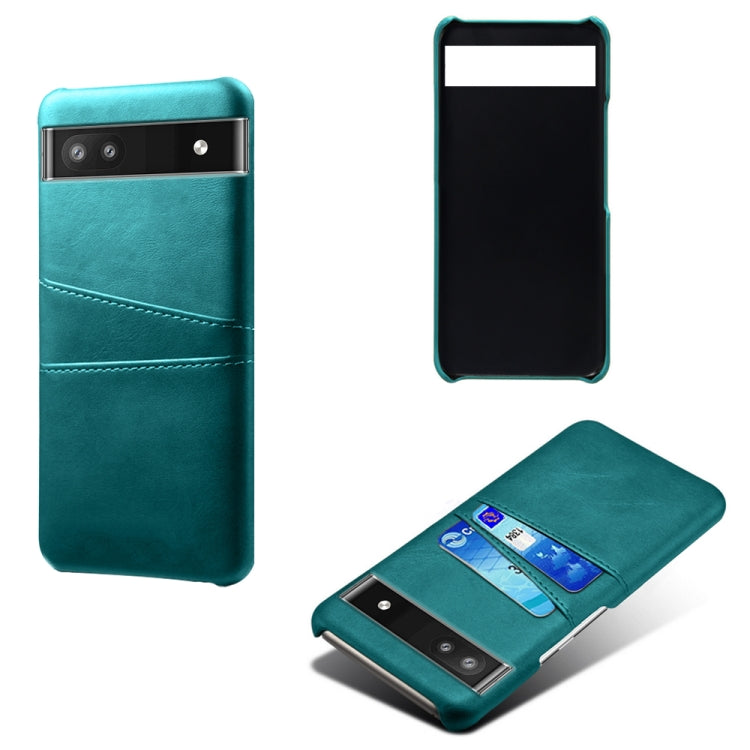 For Google Pixel 6a Dual Card Slots Calf Texture PC Leather Phone Case
