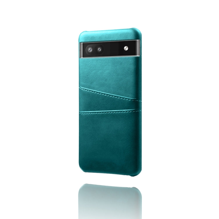 For Google Pixel 6a Dual Card Slots Calf Texture PC Leather Phone Case