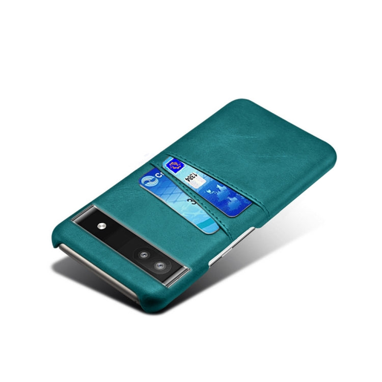 For Google Pixel 6a Dual Card Slots Calf Texture PC Leather Phone Case