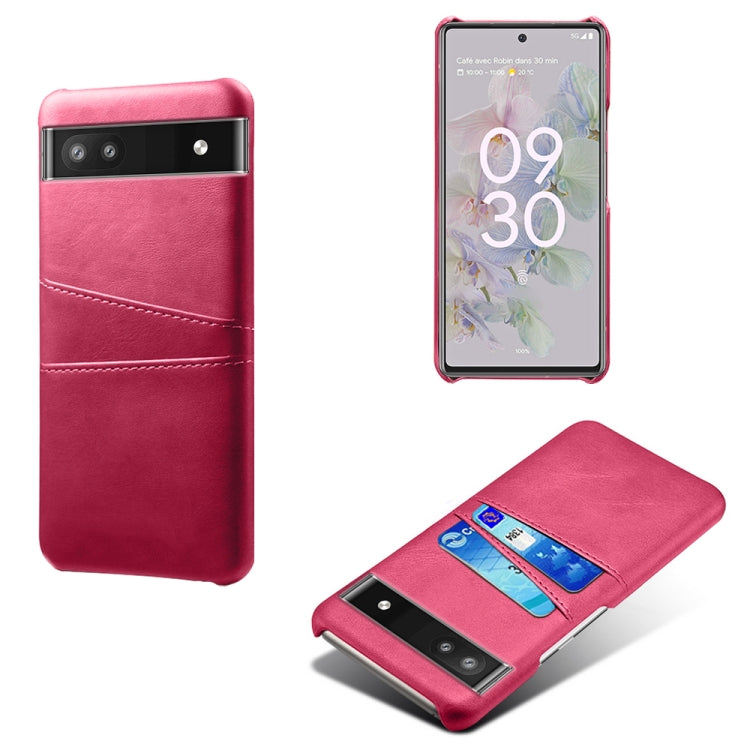 For Google Pixel 6a Dual Card Slots Calf Texture PC Leather Phone Case