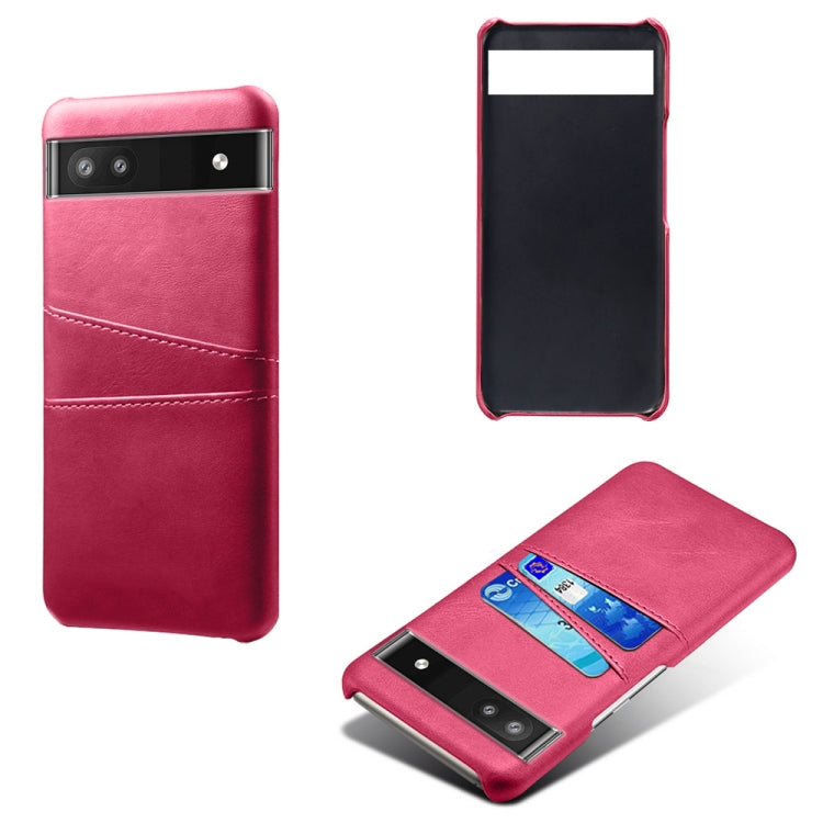For Google Pixel 6a Dual Card Slots Calf Texture PC Leather Phone Case