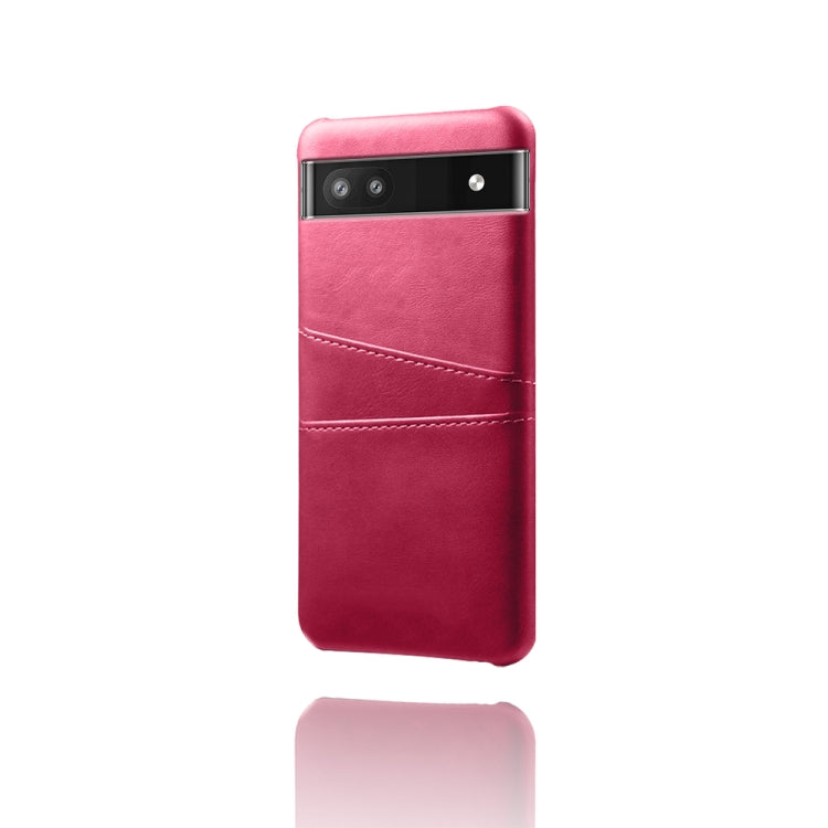 For Google Pixel 6a Dual Card Slots Calf Texture PC Leather Phone Case