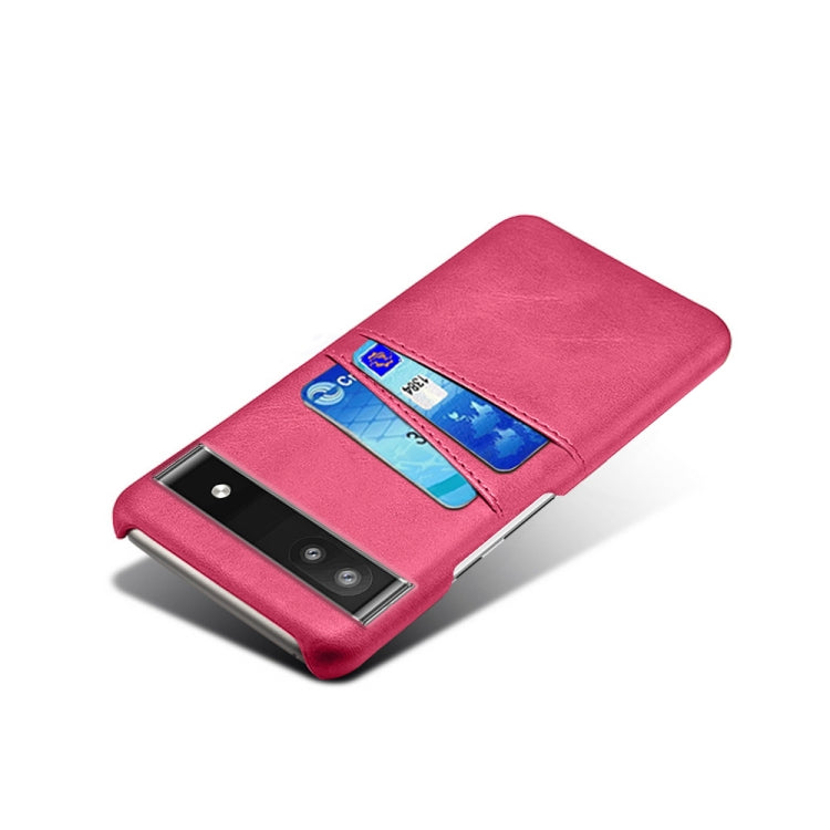 For Google Pixel 6a Dual Card Slots Calf Texture PC Leather Phone Case