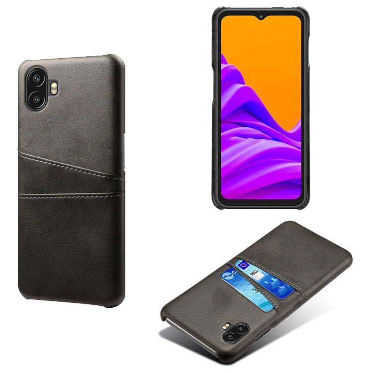 For Samsung Galaxy Xcover6 Pro Dual Card Slots Calf Texture PC Leather Phone Case