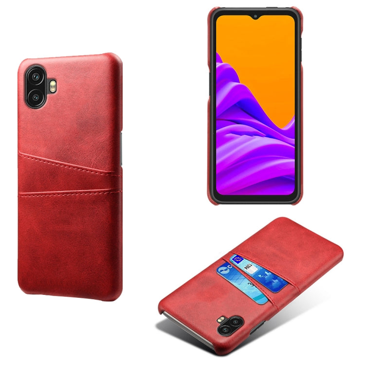 For Samsung Galaxy Xcover6 Pro Dual Card Slots Calf Texture PC Leather Phone Case