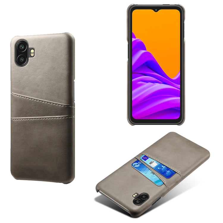 For Samsung Galaxy Xcover6 Pro Dual Card Slots Calf Texture PC Leather Phone Case