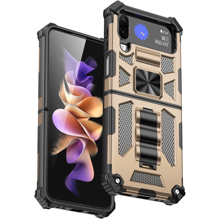 For Samsung Galaxy Z Flip4 Armor Shockproof TPU + PC Magnetic Protective Phone Case with Holder