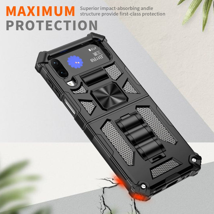 For Samsung Galaxy Z Flip4 Armor Shockproof TPU + PC Magnetic Protective Phone Case with Holder