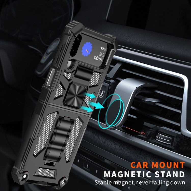 For Samsung Galaxy Z Flip4 Armor Shockproof TPU + PC Magnetic Protective Phone Case with Holder