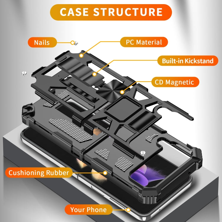 For Samsung Galaxy Z Flip4 Armor Shockproof TPU + PC Magnetic Protective Phone Case with Holder