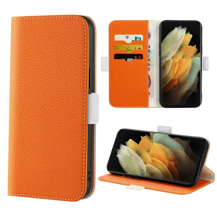 For Samsung Galaxy S21 Ultra 5G Candy Color Litchi Texture Leather Phone Case
