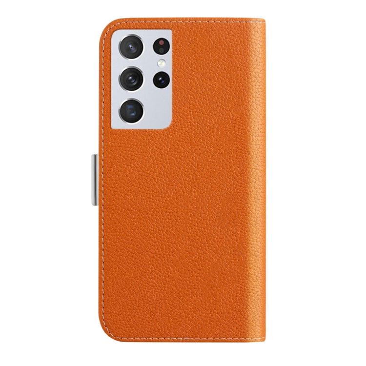 For Samsung Galaxy S21 Ultra 5G Candy Color Litchi Texture Leather Phone Case