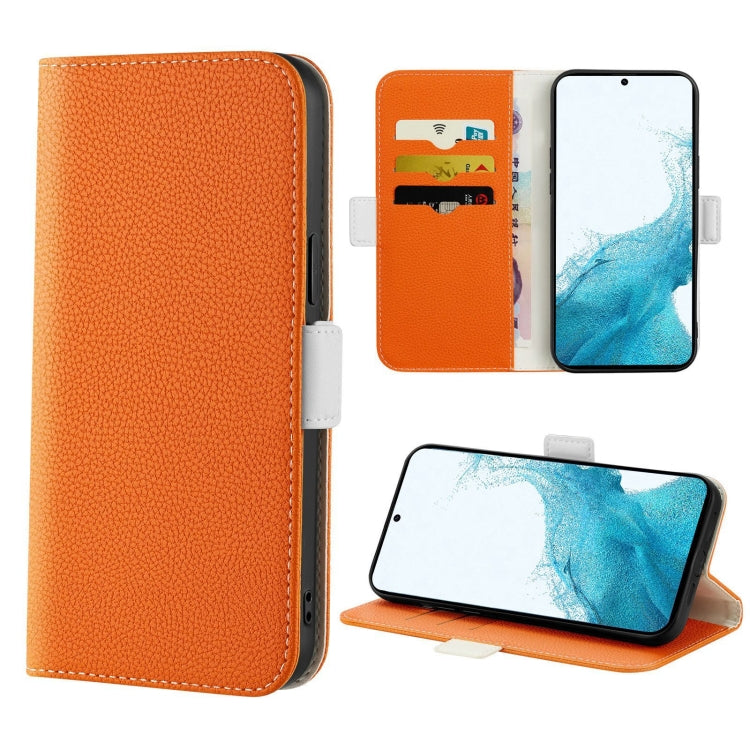 For Samsung Galaxy S22+ 5G Candy Color Litchi Texture Leather Phone Case