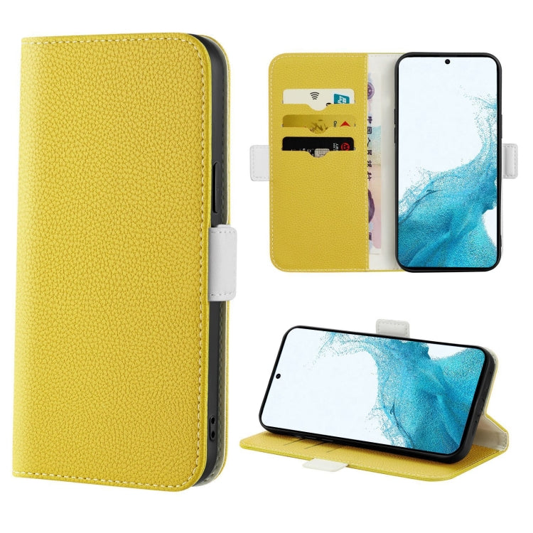 For Samsung Galaxy S22+ 5G Candy Color Litchi Texture Leather Phone Case