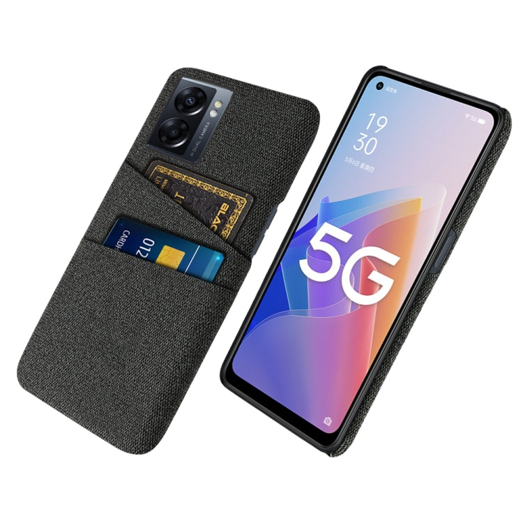 For OPPO A57 5G Cloth Coated Hard Plastic Card Slots Phone Case