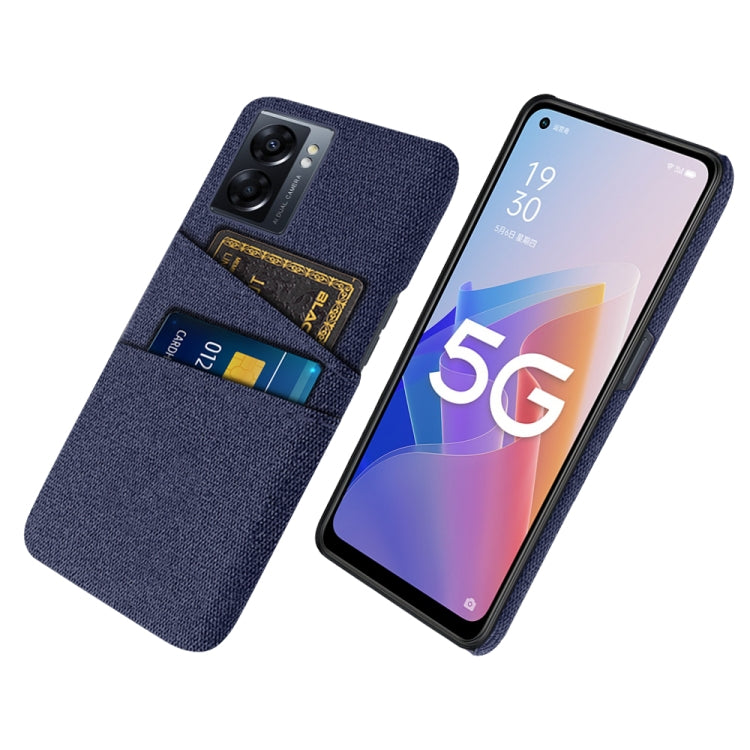 For OPPO A57 5G Cloth Coated Hard Plastic Card Slots Phone Case
