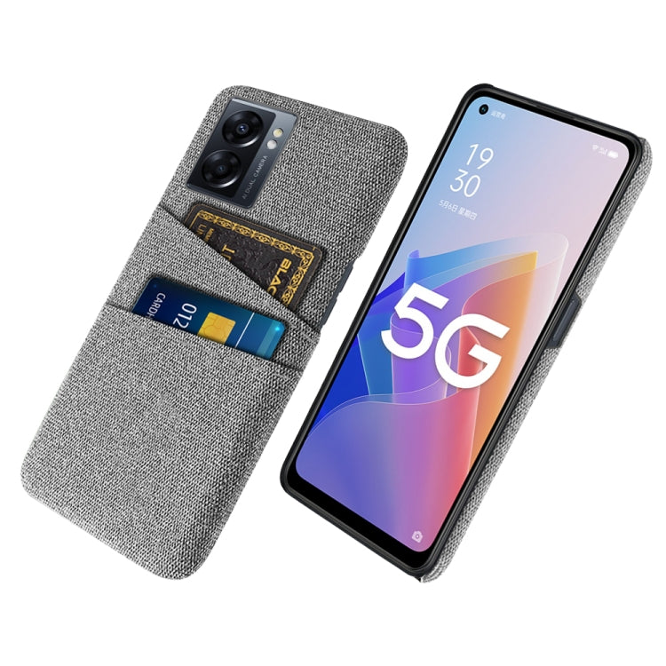 For OPPO A57 5G Cloth Coated Hard Plastic Card Slots Phone Case
