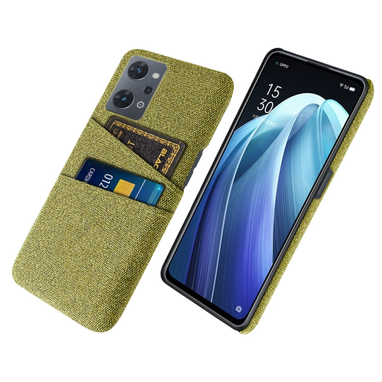 For OPPO Reno7 A Cloth Coated Hard Plastic Card Slots Phone Case
